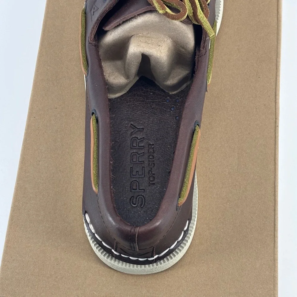 Sperry Boat Shoes Mens 10 Dark Brown Leather Authentic Original 2-Eye New